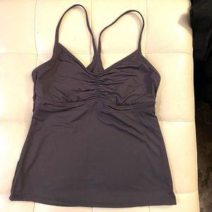 Athleta gray tankini top racerback EUC spandex shelf bralette Size Medium